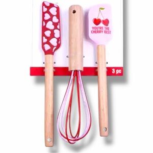 Hearts & Cherry Spatulas NWT Silicone Kitchen Utensils 3-Piece